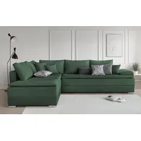 INOSIGN Ecksofa »Night & Day L-Form, B: 324 cm« mit Bettfunktion, Bettkasten & 3 Zierkissen, Boxspringbett 180x200 cm, grün