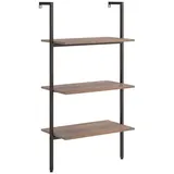 furnicato Leiterregal mit 3 Böden Dunkelbraun und Schwarz 64x35x120,5cm, 1-tlg. braun