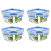 Emsa Clip & Close quadratisch transparent/blau 20,0 cm 0,2 l 4-teiliges Set