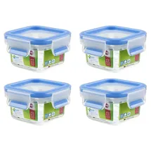 Emsa Clip & Close quadratisch transparent/blau 20,0 cm 0,2 l 4-teiliges Set