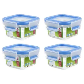 Emsa Clip & Close quadratisch transparent/blau 20,0 cm 0,2 l 4-teiliges Set