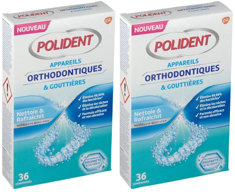 Polident® Nettoyant Appareils Orthodontiques & Gouttières 2x36 pc(s) comprimés effervescents