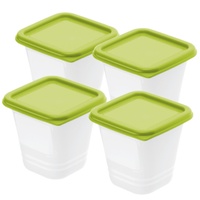 Rotho DOMINO Gefrierdosen, lime grün, Frischhaltedose mit Deckel, 1 Set = 4 x 0,22 Liter