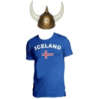 Wikinger Island Kostüm Set T-Shirt Blau Gr.M