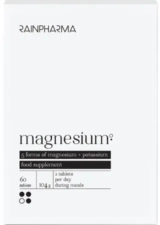 RainPharma Magnesium Premium Nahrungsergänzung Mit Fünf Aktiven Formen + Kalium 60 Tabletten