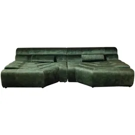 KAWOLA Big Sofa TARA Wohnlandschaft Velvet Vintage moosgrün 286x76x143cm (B/H/T)