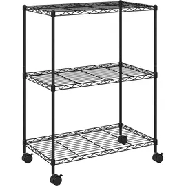 vidaXL Lagerregal mit 3 Böden und Rollen 60x35x81 cm Schwarz 150 kg