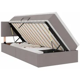 vidaXL Bett mit Stauraum und LED mit Kopfteil Taupe 90 x 190 cm Stoff