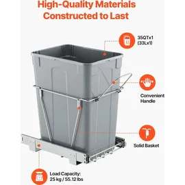 Vevor ausziehbarer Mülleimer 35 Qt grau