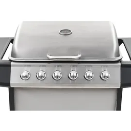 vidaXL Gasgrill mit 6 Brennern Edelstahl silber