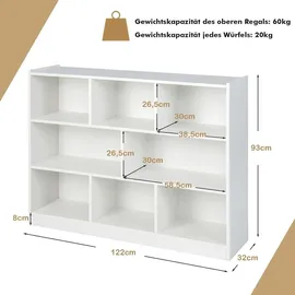 Goplus Bücherregal 122 x 32 x 93 cm Weiß