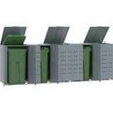 vidaXL Mülltonnenbox für 5 Tonnen Grau 345x79x117 cm Stahl