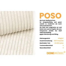 dein schlaf 24 BOXBETT LOFT IV 180/200 Cord Creme mit Taschen-Federkernmatratzen 7 Zonen H4 - Creme