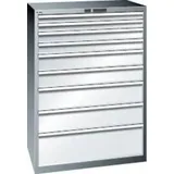 Schubladenschrank 54x36E B1023xT725xH1450mm RAL 7035 9 Schubladen 75/200kg - Artikel: 7830932849
