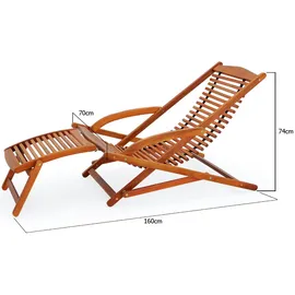 CASARIA Gartenliege 152 x 70 x 74 cm braun klappbar