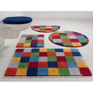 MY HOME Badematte »Kira, Badvorleger, Badezimmer Teppich, Kästchen«, beidseitig nutzbar-fußbodenheizungsgeeignet-strapazierfähig, bunt, Badteppich, Badematten auch als 2 teiliges Set erhältlich my home bunt rechteckig cm x 50 cm)