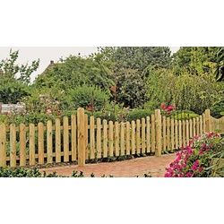 Friesenzaun Doppeltor Hochbogen 300 x 100 – Gartenzaun-Doppeltor aus Kieferholz – Gartentor in Wellenstil – Zauntor für naturnahe Außenbereiche
