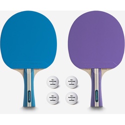 Tischtennis Set mit 2 Schlägern und 4 Bällen ITTF - TTR 130 4* SPIN lila/blau, farblos, EINHEITSGRÖSSE