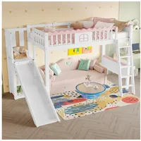 STILVORA Hochbett 90x200 Kinderbett mit Rutsche und LED,Jugendbett ohne matratze (mit LED-Leuchten, Rutsche und Regalen – 90x200cm, Kinderbett aus Kiefernholz, mit Stauraum, ideal für Kinderzimmer und Spielzimmer) Ohne Matratze weiß