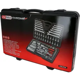 KS Tools CHROMEplus Steckschlüssel-Satz 1/4 Zoll + 3/8 Zoll + 1/2 Zoll 124-tlg.
