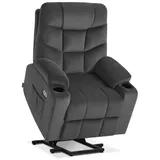 M MCombo Fernsehsessel 7286 Stoff 85 x 104 x 94 cm Dunkelgrau elektrisch mit Aufstehhilfe