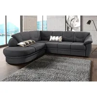 Ecksofa SIT & MORE "Savoni L-Form", grau (dunkelgrau), B:267cm H:90cm T:206cm, NaturLEDER (echtes Rindsleder) in Sitz und Rücken. Korpus in passendem Kunstleder SOFTLUX bezogen;Luxus-Microfaser (100% Polyester);Struktur ( 100% Polyester);Luxus-Microfaser ALTARA NUBUCK (100% Polyester), Sofas, Ecksofa, wahlweise mit Bettfunktion