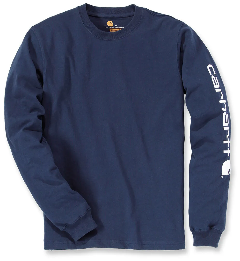 Carhartt Logo Longsleeve, blauw, S Voorman