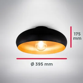 B.K.Licht Deckenleuchte, Ø39,5 cm, - E27 Fassung, 1-flammig, Schwarz-Gold