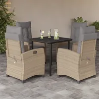 VidaXL 5-tlg. Garten-Essgruppe mit Kissen Beigemischung Poly Rattan