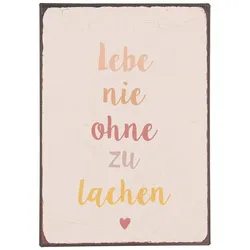 IB Laursen Metallschild Lebe nie ohne zu lachen, L20 x B14 cm, rosa
