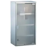 HS-Lighting Edelstahl Medizinschrank Arzneischrank, abschließbar Erste Hilfe Schrank Medikamentenschrank Hausapotheke Tip-on Glastür & Schloss, inkl 2 Schlüssel, XXL 60x30x12cm (Silber-4 Fächer)