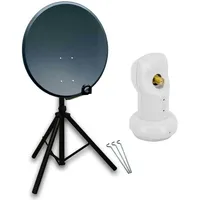 PremiumX Camping Satelliten-Komplettanlage 80cm Satellitenschüssel Aluminium SAT Single LNB
