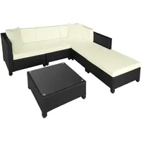 Tectake tectake® Rattan Lounge, mit Aluminiumgestell, wetterfest und UV-beständig,