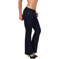 ESRA Bootcut Jeans Damen Hüftjeans Schlaghose Low Waist Wide Leg Weite Hose Schlagjeans bis Übergröße B500 - 50