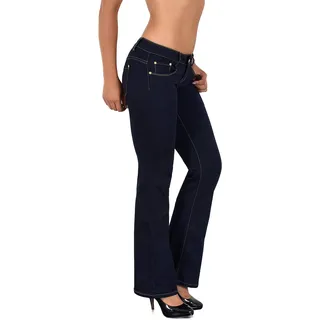 ESRA Bootcut Jeans Damen Hüftjeans Schlaghose Low Waist Wide Leg Weite Hose Schlagjeans bis Übergröße B500 - 50