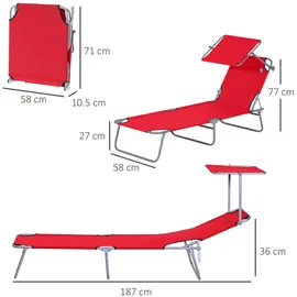 modfu Sonnenliege 187 x 58 x 36 cm Rot