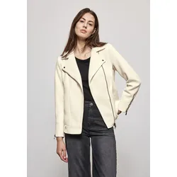 Bikerjacke STREET ONE, Damen, Gr. 38, beige (snow cream), Obermaterial: 90% Polyester, 10% Viskose, unifarben, casual, regular fit hüftlang, Langarm mit Reißverschluss, Jacken, mit Reißverschluss-Details