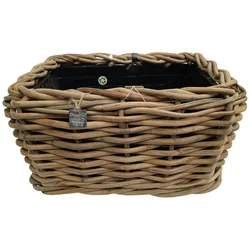 Pflanzkorb Sylter Korb Blumenkorb 49x37x30cm Rattan Garten Drypot Natur Rollen