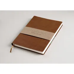 Clairefontaine 3x Flying Spirit, Notizbuch A5 mit Fadenbindung und glänzendem Ledereinband, cognac, 90 Blatt 90g liniert - Cognac 106946C