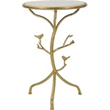 Mauro Ferretti Beistelltisch Vögel Marmor Ø 38x60 cm gold weiß - Gold/Weiß