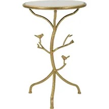 Mauro Ferretti Beistelltisch Vögel Marmor Ø 38x60 cm gold weiß - Gold/Weiß