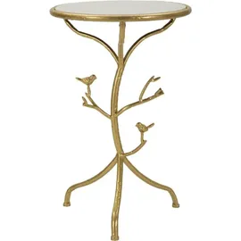 Mauro Ferretti Beistelltisch Vögel Marmor Ø 38x60 cm gold weiß - Gold/Weiß