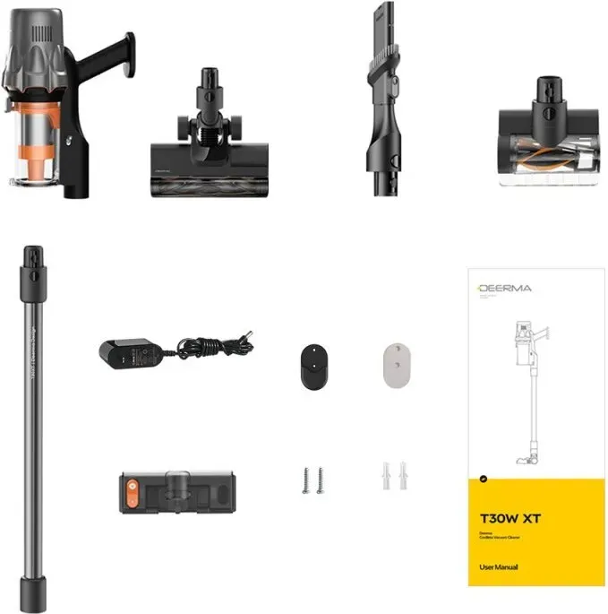 Deerma T30W XT Akku-Staubsauger, 155 AW starke Saugkraft mit 450 W Hochgeschwindigkeitsmotor, 9-Kegel-Zyklonfilter, 2-in-1 Staubsauger & Wischmopp für Nass- & Trockenreinigung, TÜV-zertifizierte Anti-Verhedderungs-Bürste für Tierhaare, 120°-Dust-Detection-Technologie mit grünem Licht, 60 Min. lange Laufzeit für große Wohnflächen bis zu 300 m2, 6-stufiges HEPA-Filtersystem, zeitlich begrenzte Aktion