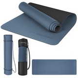 EliteAthlete EliteAthlete® Yogamatte - Sportmatte - Fitnessmatte - Gymnastikmatte gepolstert & rutschfest für Fitness, Pilates - Yoga Matte - 183 cm x 61 cm x 0.6 cm - Trainingsmatte inkl. Transportgurt + Tasche - Dunkelblau