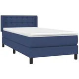 vidaXL Boxspringbett mit Matratze Blau 90x200 cm Stoff