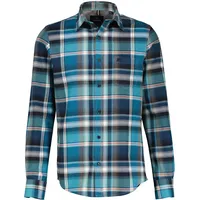 Lerros Herrenhemd in Karo-Flanellqualität - Mineral Blue - 5XL