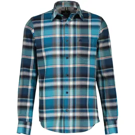 Lerros Herrenhemd in Karo-Flanellqualität - Mineral Blue - 5XL