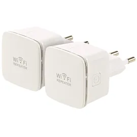 7links 2er-Set Mini-WLAN-Repeater WLR-350.sm mit Access-Point & WPS-Knopf