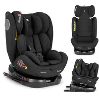 KikkaBoo Kindersitz 9-36 kg mit ISOFIX & 360° Drehung i-MOOVE 2, i-SIZE, 40-150 cm Reboarder, Rückwärts/Vorwärtsgerichtet, Verstellbare Kopfstütze, Liegefunktion, Schwarz