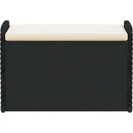 vidaXL Sitzbank mit Stauraum & Kissen Schwarz 80x51x52 cm Poly Rattan